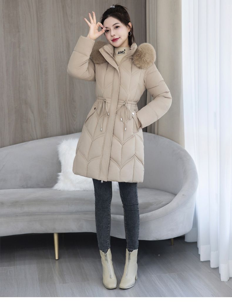Dameskleding Winter Dons Katoenen Jas Dames Mid Lengte Stijl Taille Verdikking Warme Grote Bontkraag Katoenen Jas Nieuwe Katoenen Jas_voghion.com