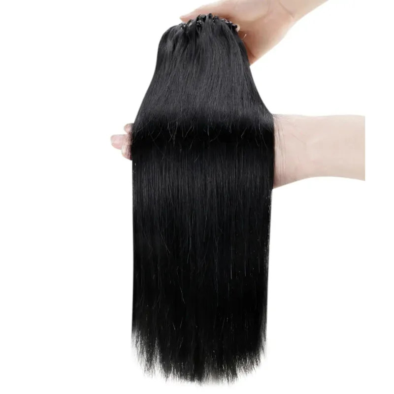 Extension per capelli Micro Loop 100% capelli umani lisci brasiliani Remy Extension per capelli da donna con filo da pesca invisibile_voghion.com
