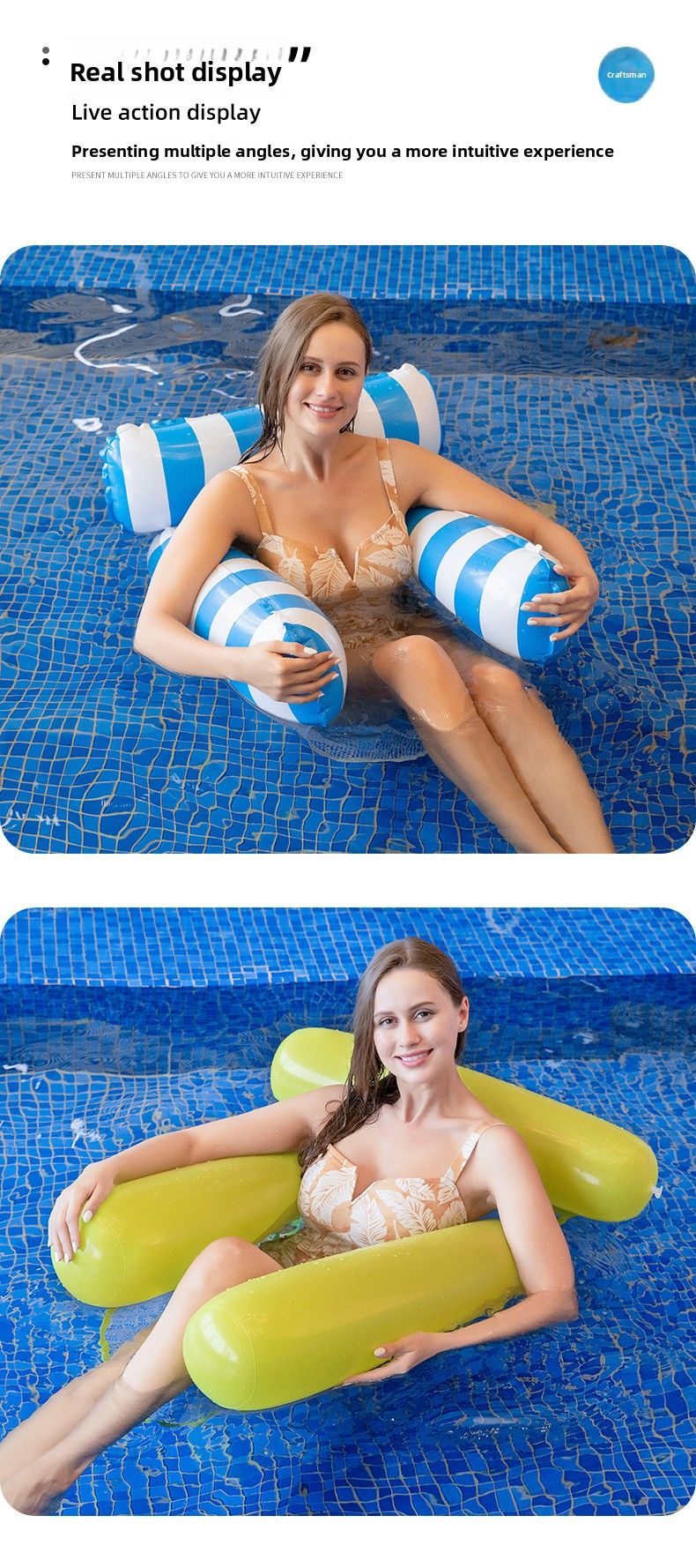 Adult Three-tube Inflatable Row Pvc Foldable Hammock Water Floating Bed Casual Toys_voghion.com