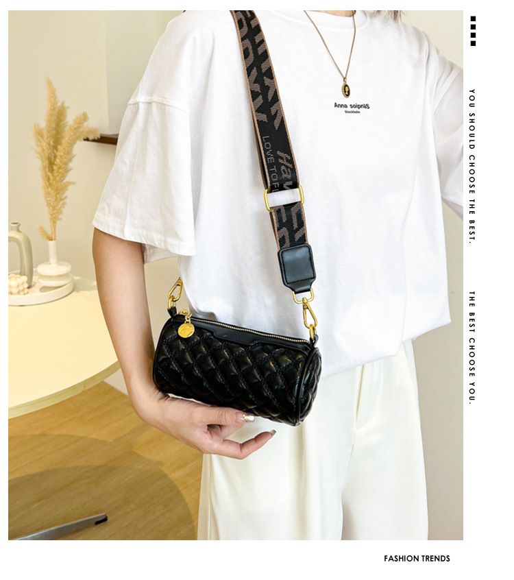 Borsa piccola squisita da donna in morbida pelle, tracolla larga alla moda e alla moda, nuova borsa a tracolla singola, 2024_voghion.com