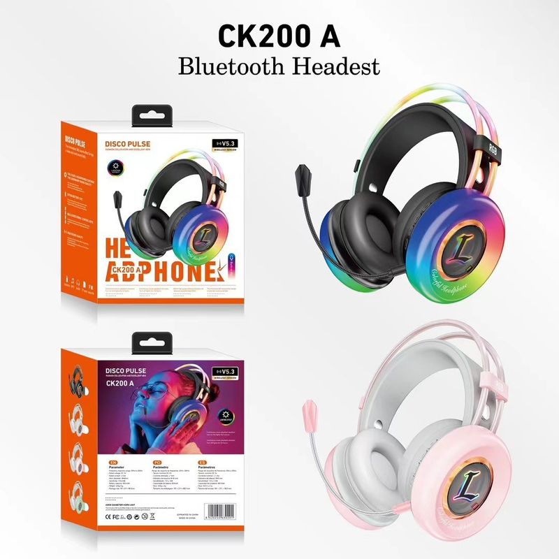 Neu CK200A Kopfmontierte Bluetooth-RGB-Beleuchtung Computerspezifische Gaming-Ohrhörer_voghion.com