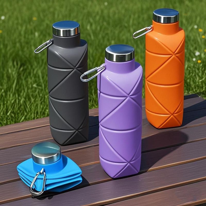 Silicone Foldable Water Storage Cup Food Grade Sports Outdoor Retractable With Lid Anti-scalding Travel Cycling_voghion.com