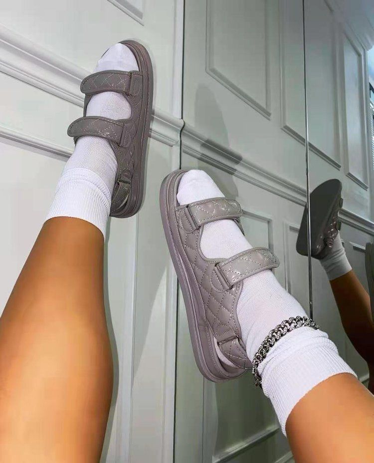 Women's Shoes Large Size Thick Soled Velcro Sandals For WomenSmall Fragrance Style Platform Bottom One Line Beach Sandals For Women_voghion.com