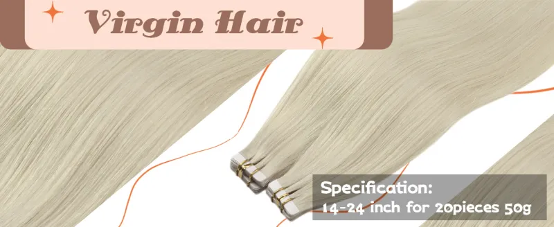 Extensiones de cabello humano brasileño 100 % liso con cinta adhesiva virgen LaaVoo_voghion.com