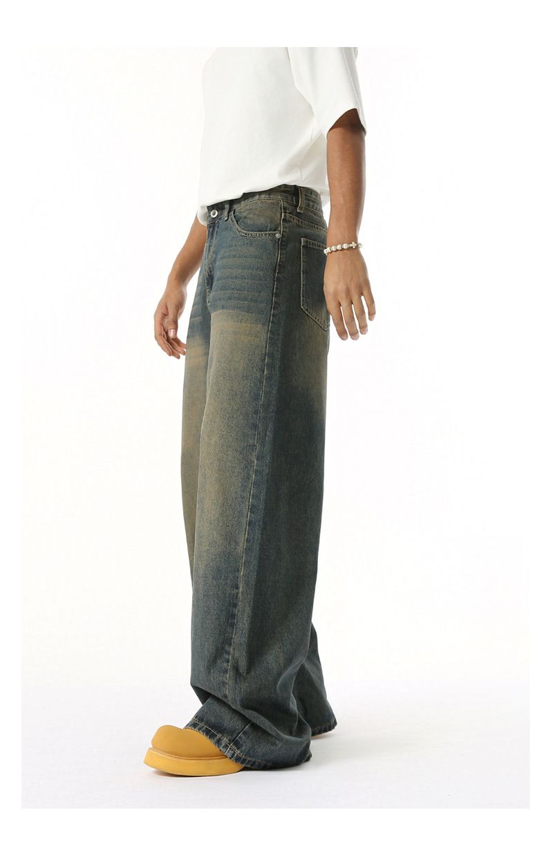 EF JEANS | 2025 Spring New Hong Kong Style Fashion Old Retro Casual Versatile Drape Floor Mopping Jeans_voghion.com