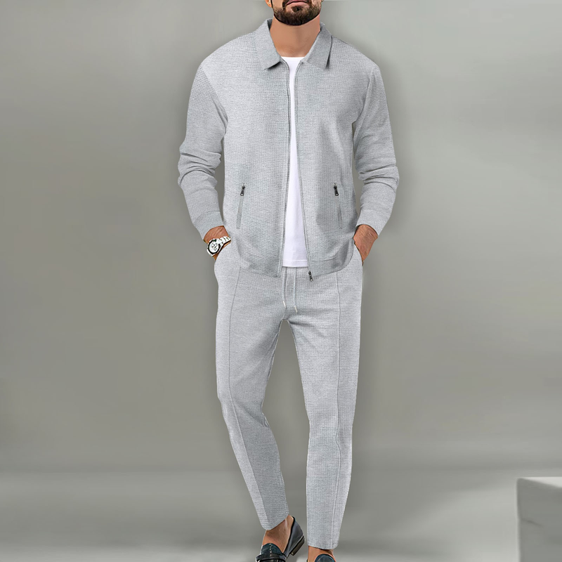 Giacca a nido d'ape a maniche lunghe con risvolto, sportiva e casual, da uomo_voghion.com
