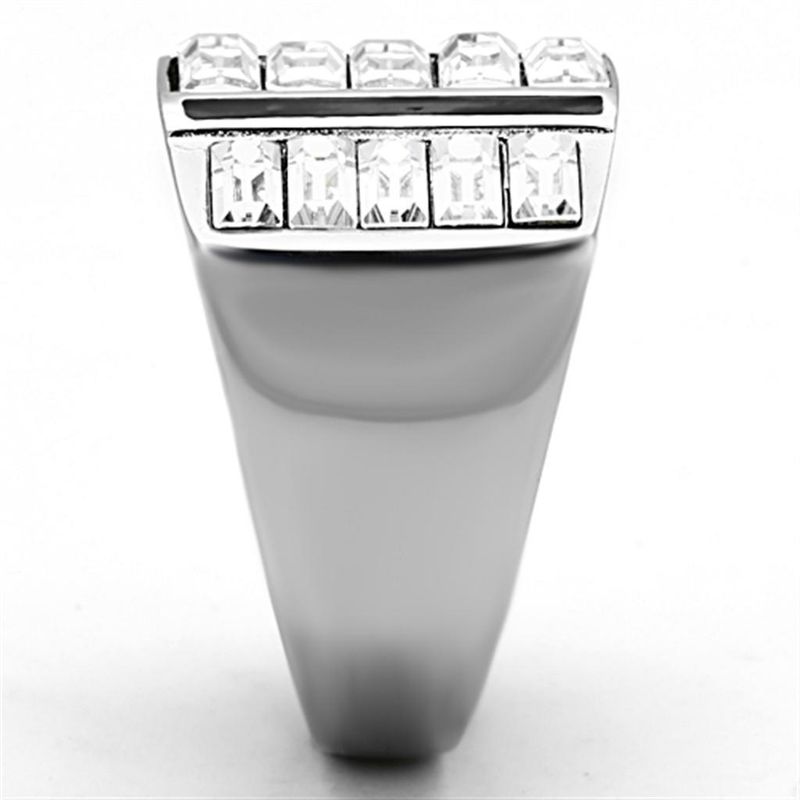 TK1185 - High polished (no plating) Stainless Steel Ring with Top Grade Crystal in Clear_voghion.com