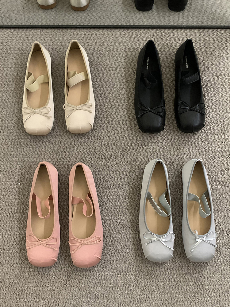 Flache rosa Ballerinas Fee 2025 neue Frühling Satin Silber Mary Jane Schuhe_voghion.com