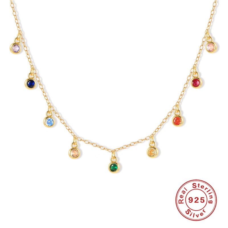 Pronta consegna BOAKO Collana placcata in argento con ciondoli per donna Gioielli da collo Catena arcobaleno Piccolo girocollo Clavicola Mujer Collares_voghion.com