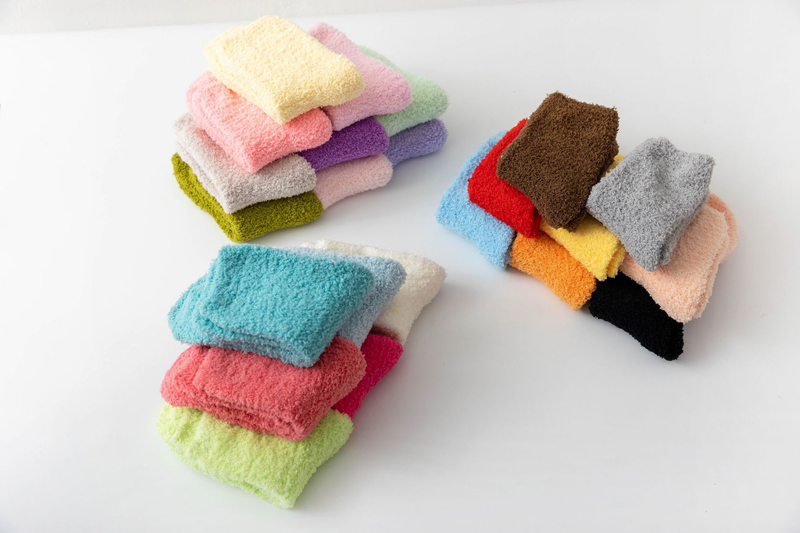Haruku Autumn Winter Women's Thickened Thermal Coral Fleece Floor Fuzzy Soft Candy Colorful Kawaii Socks_voghion.com