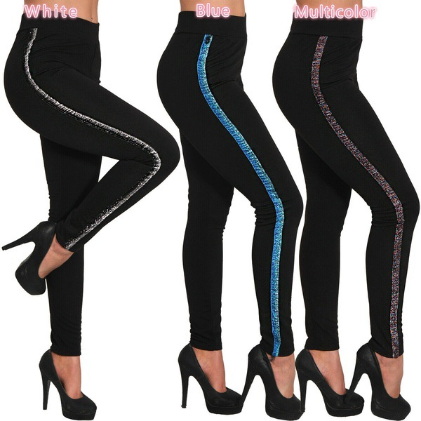 Pantaloni sportivi da yoga con giunture colorate da donna, pantaloni a vita alta con sollevamento dei fianchi_voghion.com