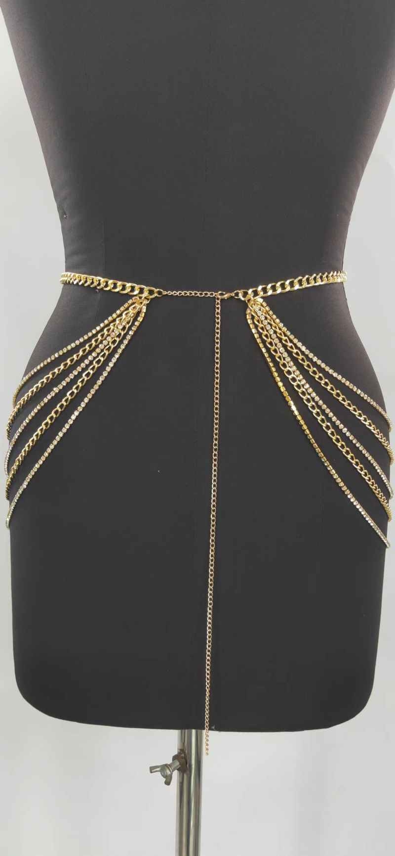 MW3027 European and American waist chain small rings connected rhinestone chain metal chain combination side swing chain waist chain_voghion.com