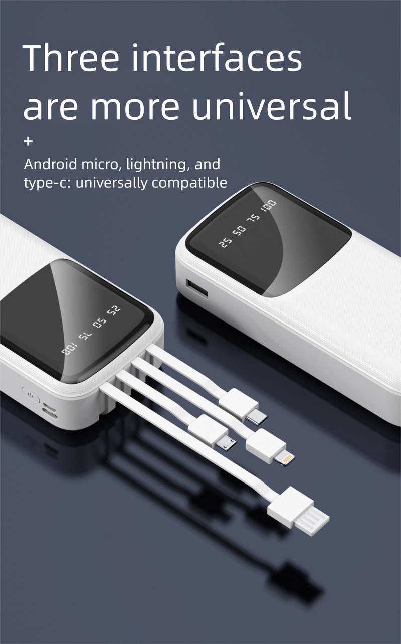 3C Certified Built-in Cable Bank 10000mAh 5V2A Ultra-thin Compact Portable 20000mAh Mobile Power Supply_voghion.com