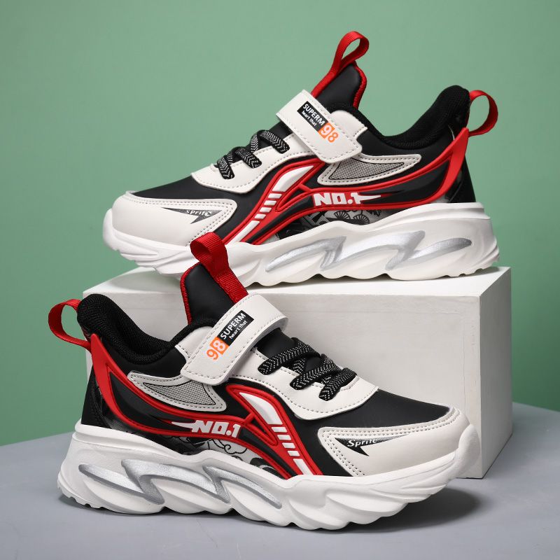 Podzim Zima Velcro Kůže Double Mesh Sportovní a Ležérní Pro dětskou obuv_voghion.com