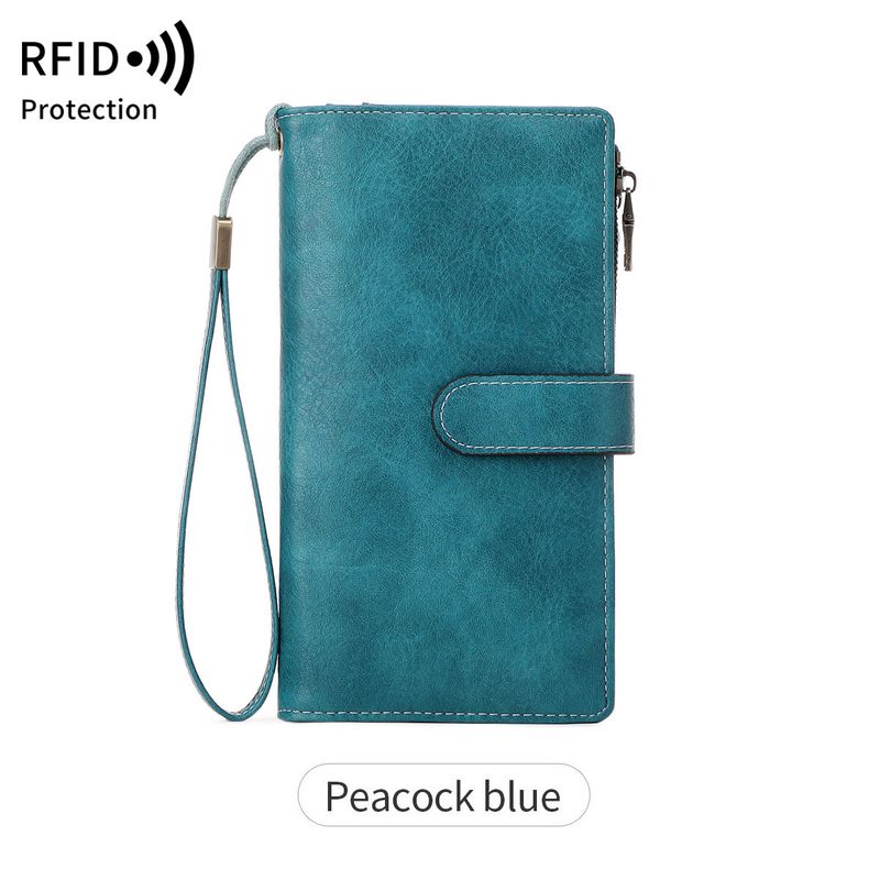 New RFID 702025 Off Long Multifunctional Women Wallet Solid Color Portable Clutch_voghion.com