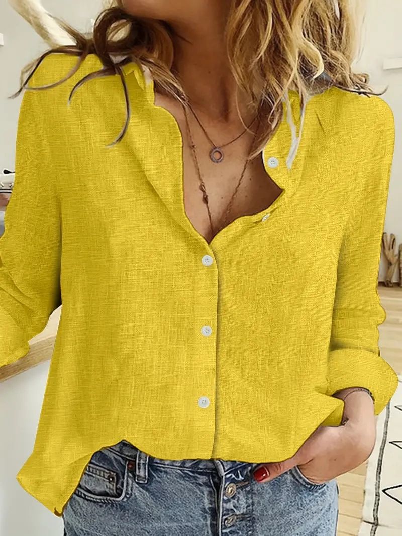 Camicia casual in lino a maniche lunghe da donna Verve Primavera Estate 2025_voghion.com