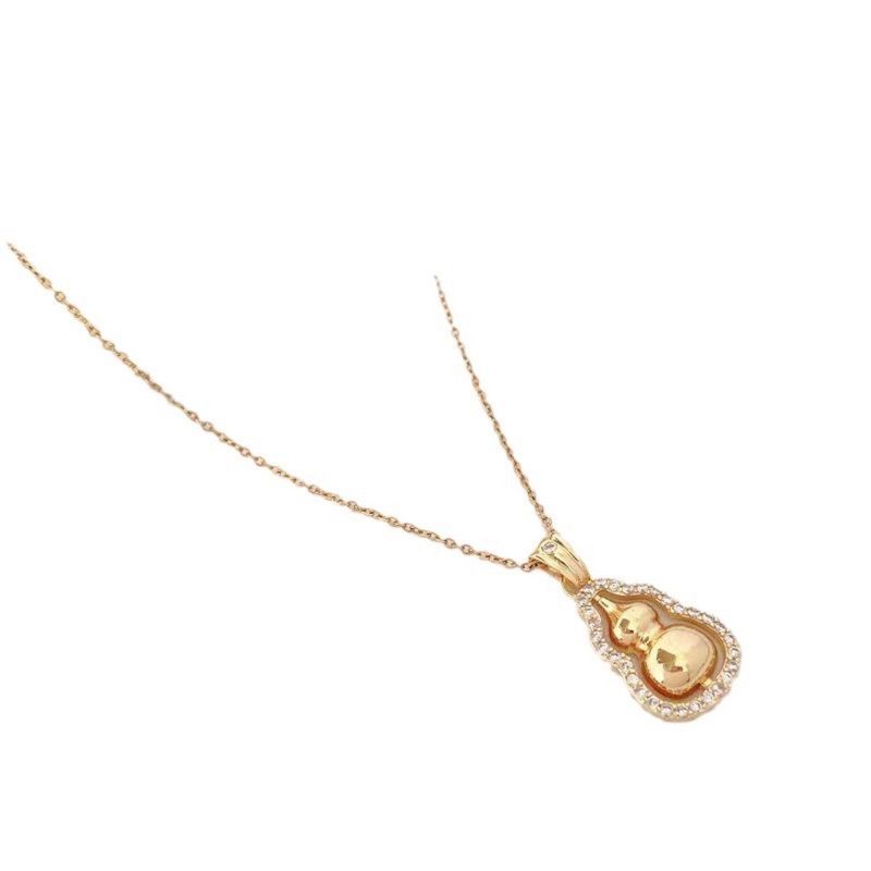 Collier gourde incrusté de diamants pour femme, design de niche, luxe léger, sensation haut de gamme, chaîne porte-bonheur, pendentif en or ancien,_voghion.com