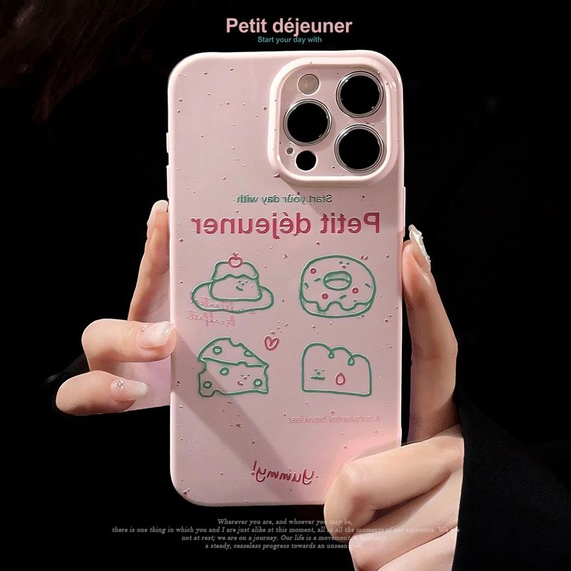 CyberGear Ins Pink Purple Hamburger Bread Compatible With IPhone 16 Pro Max Phone Case Korean Style 17 13 Silicone 15 Soft_voghion.com