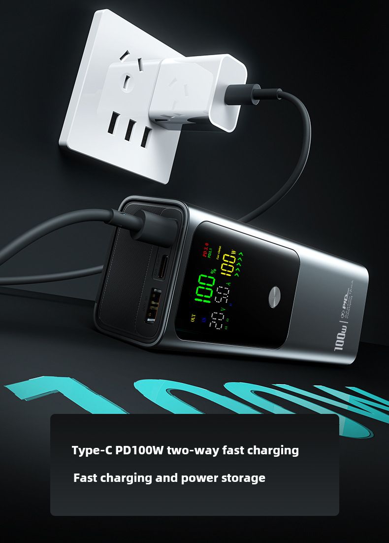 20000 MAh Large Capacity Power Bank Portable PD100W USB Fast Charging Mobile External Battery For IPhone 16 Samsung_voghion.com