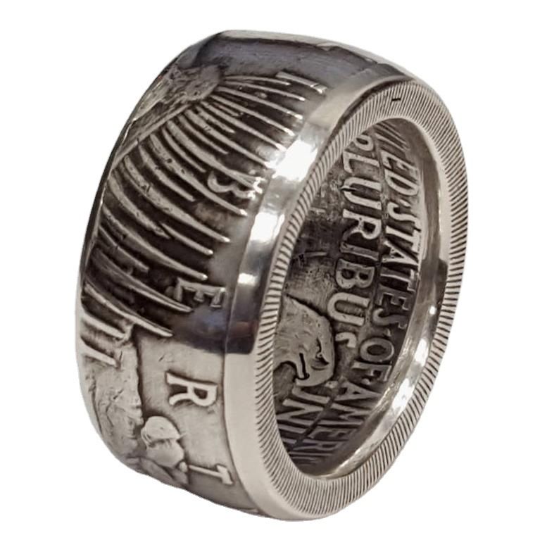 Anello Morgan con moneta Morning Glory e incisione su dollaro, gioiello unisex squisito_voghion.com