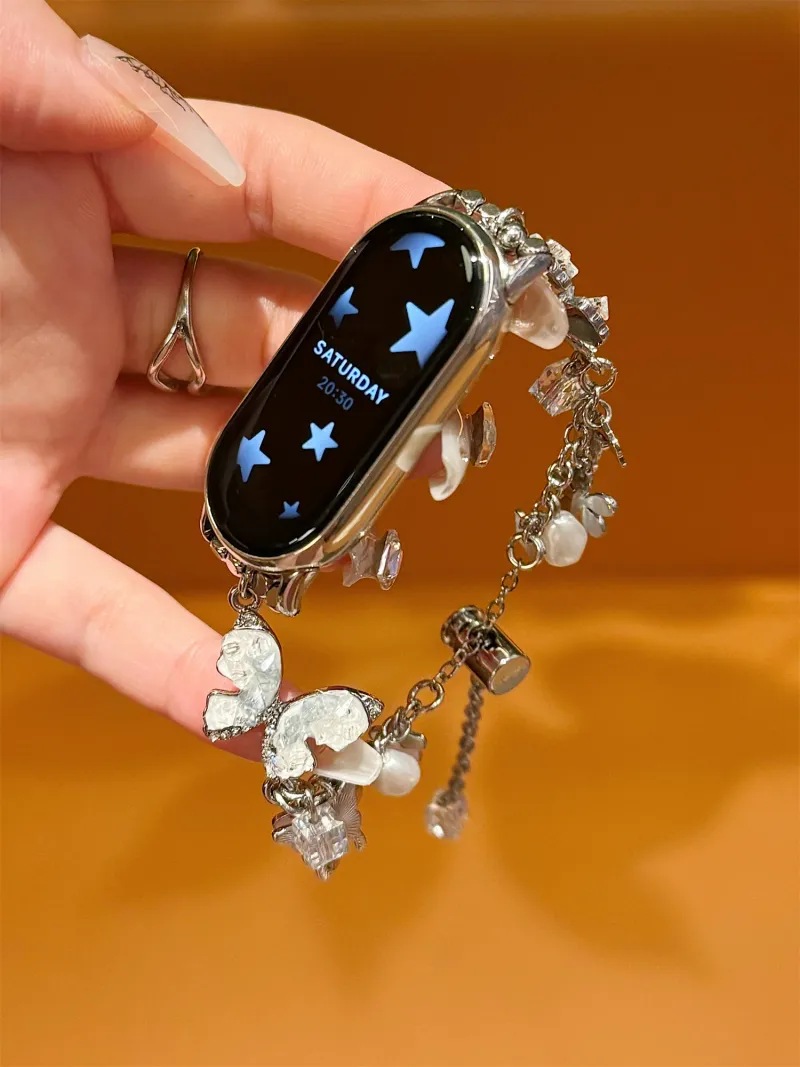 Klokkebånd for Xiaomi Band 8 7 8Pro 7Pro 6 5 4 3 Butterfly Crystal Temperament Armbånd Klokkerem_voghion.com