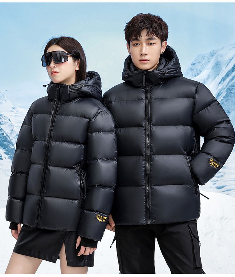 Black Gold Short Down Jacket For Men & Women - Winter Heated Coat With Windproof & Breathable Design, Lightweight & Warm_voghion.com
