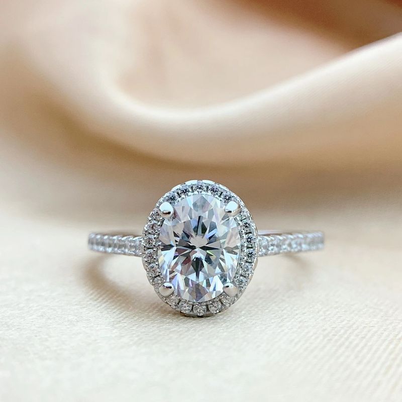 Sterling Silver Moissanite For Women Plated PT950 White Gold Paved Pigeon Egg Shape Wedding Index Finger Ring_voghion.com