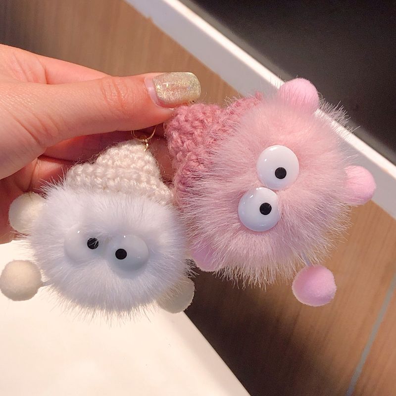 Chaveiro de pelúcia com bola de carvão, boneco fofo, enfeite para pendurar em carro, mochila de elfo pequeno, pingente para presente_voghion.com