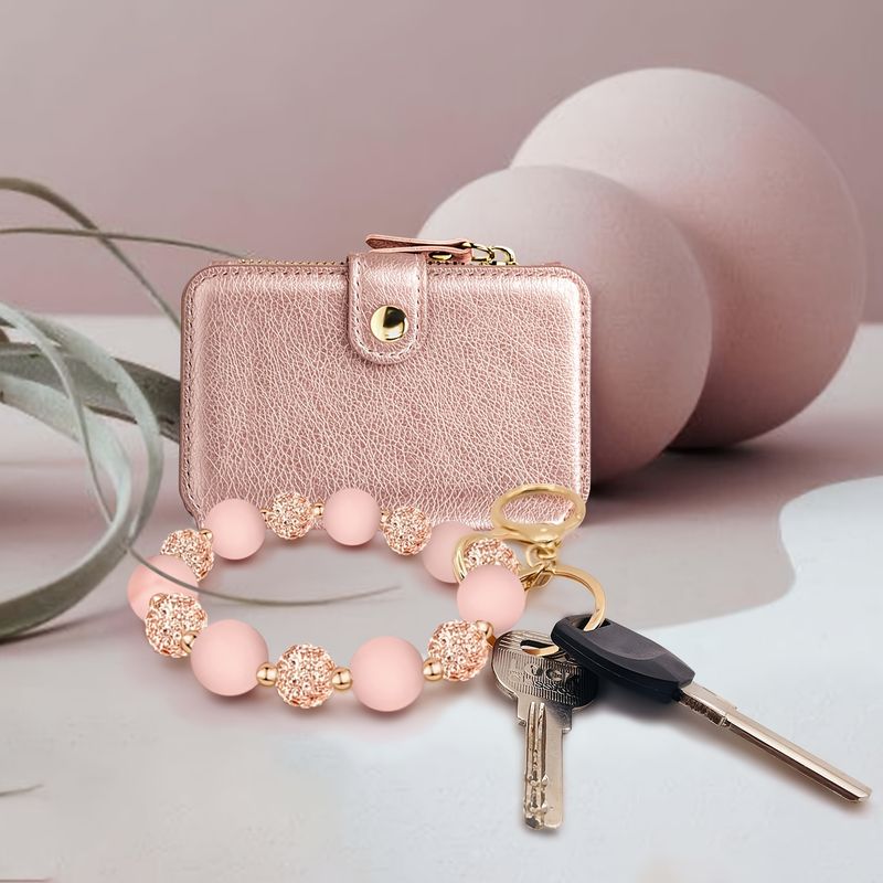 Wristband Keychain, Silicone Beaded Wristband Keychain With Keyring, Elastic Keychain Bracelet - Men And Women_voghion.com