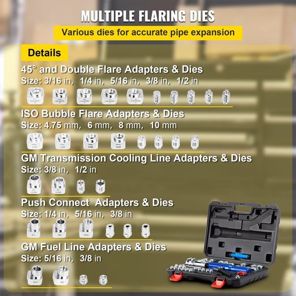 VEVOR Hydraulic Flaring Tool Kit, 45° Double Flaring Tool, Brake Repair Brake Flaring Tools For 3/16'-1/2', Brake Flare Tool With Tube Cutter And De_voghion.com