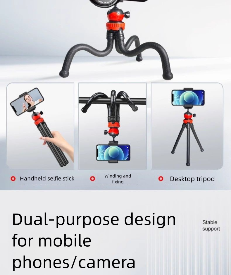 Trépied Octopus pour téléphone, appareil photo reflex numérique, stabilisateur d'extérieur_voghion.com