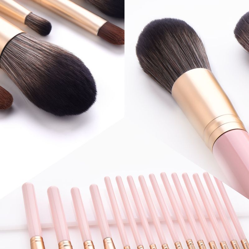 15 pcs makeup brush set, brush tip, wooden handle, powder, makeup tool set, beauty tool GUJHUI_voghion.com