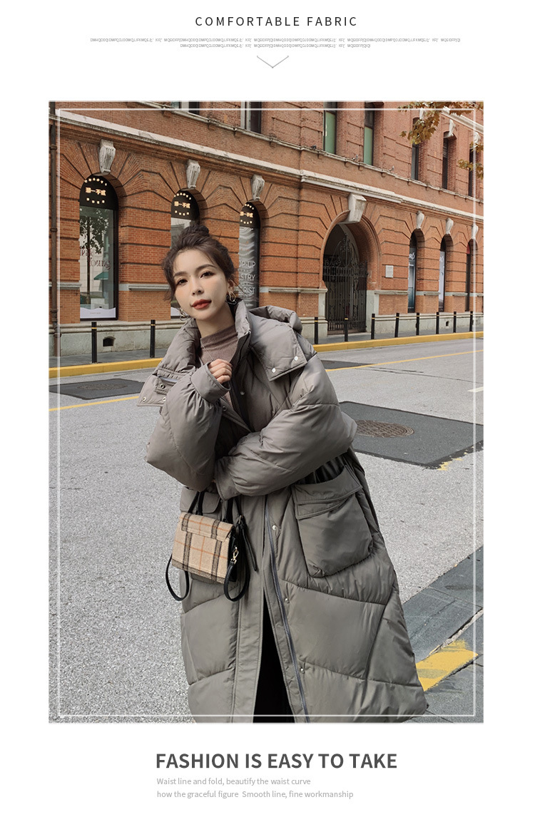 Giacca lunga da donna in cotone imbottito fino al ginocchio. La giacca coreana oversize in cotone imbottito ha un senso del design._voghion.com