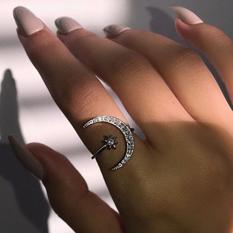 Anillo de dedo índice apilable de estilo minimalista con líneas irregulares abiertas para mujer._voghion.com