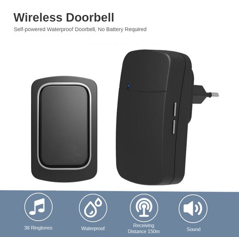 Wireless Home Welcome Smart Doorbe Self-powered IP68 Waterproof 150M Remote EU UK US Plug With 38 Songs For Elderly_voghion.com