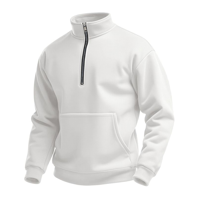 Felpa da uomo a maniche lunghe con collo alto, tasca con cerniera e mezza tasca, modello Waffle, per il tempo libero, autunno e inverno_voghion.com
