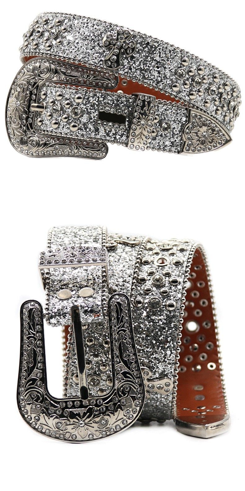 Belt silver glittering rhinestone with diamond cross accessories wom's fashion punk trd versatile pants belt for_voghion.com
