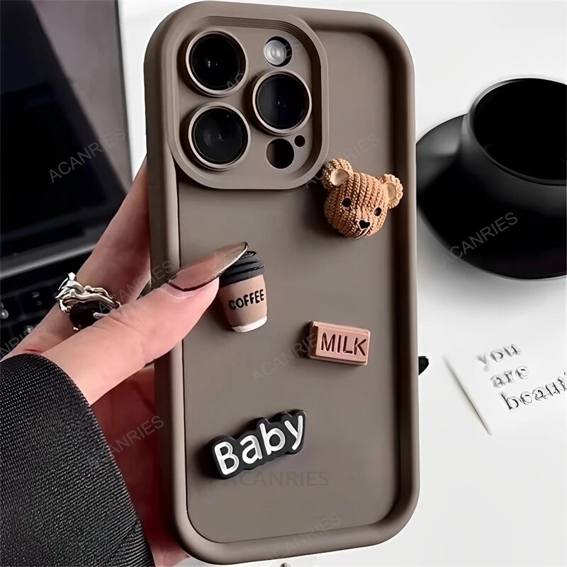 Note13 Cute Cartoon 3D Bear Silicone Case On For Xiaomi Redmi Note 13 Pro 4g 5g 12 11 10 9 13pro Plus 12pro Shockproof_voghion.com