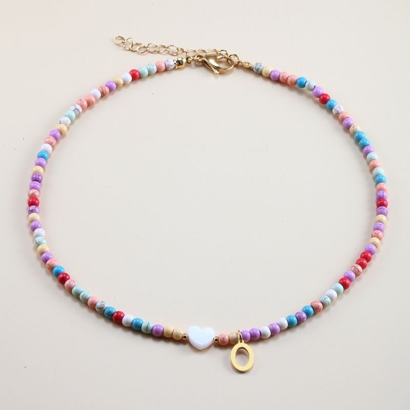 Vendita calda transfrontaliera in acciaio inossidabile oro 26 lettera inglese ciondolo conchiglia amore colore misto turchese collana fai da te clavicola_voghion.com