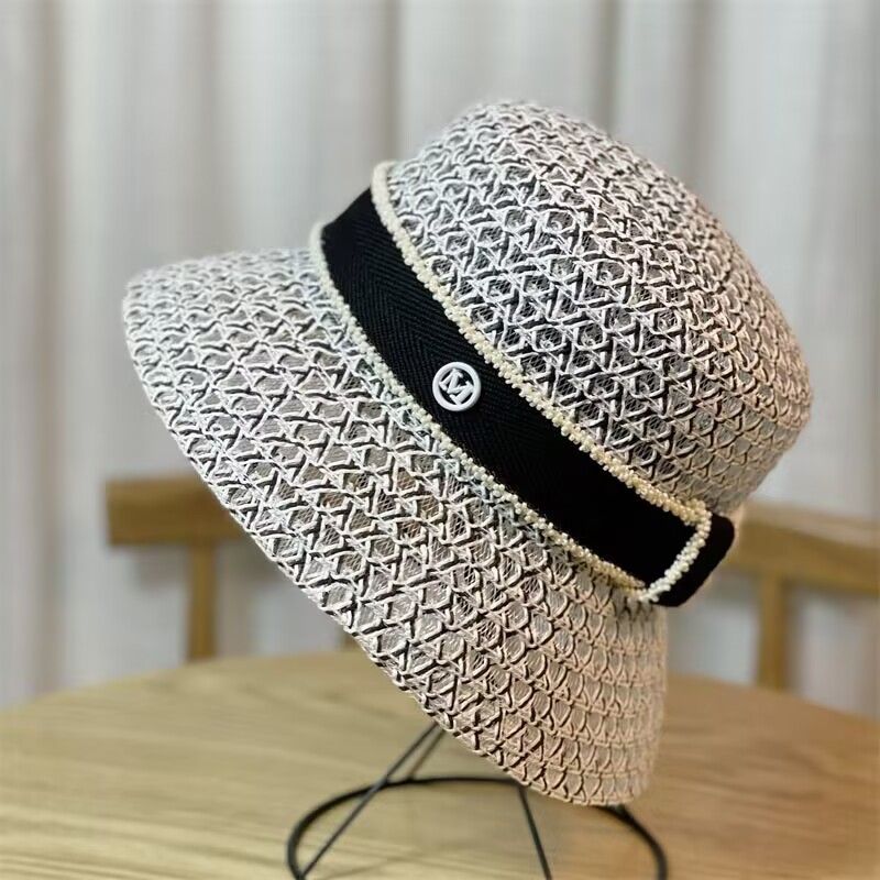 Unisex Temperament letters bucket Fisherman hat Straw hat children outing shade white basin hat tide_voghion.com