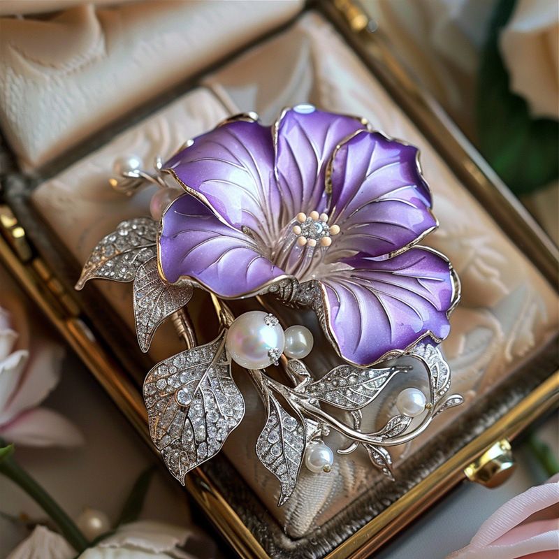 Original Design Plant Morning Glory Flower Brooch, Pastoral Enamel Painted Clothing Accessories_voghion.com