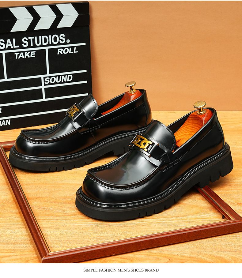 Miesten isokärkiset nahkakengät, aitoa nahkaa, brittiläiset business-kengät, platform-korkeussäädettävät miesten kengät, kiiltävät neliönmuotoiset kärjet, slip-on-kengät muodollisille kengille_voghion.com