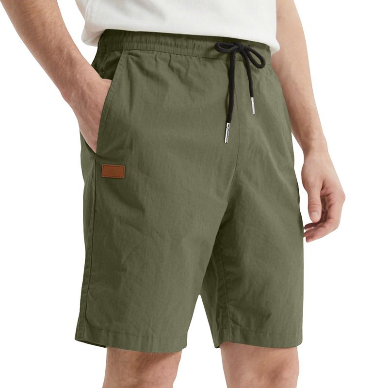 Pantalones de playa para hombre, de verano, informales, ligeros y lujosos, de cinco puntos, con cordón cruzado, talla grande_voghion.com