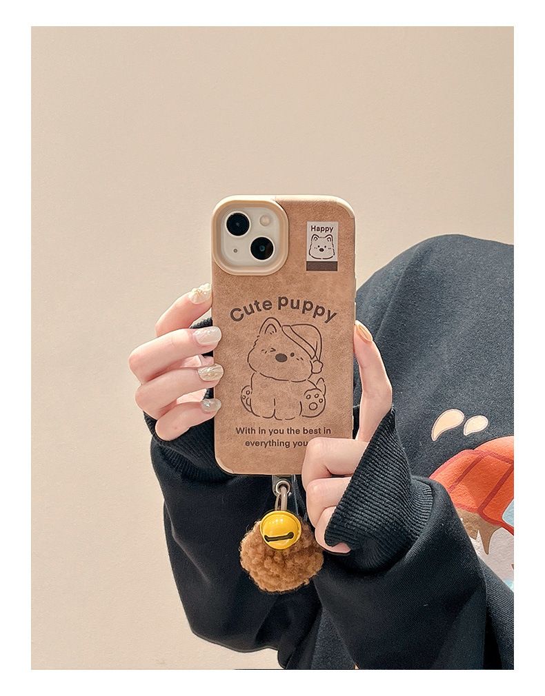TechGlobe Maillard Brown Cute Hat Puppy Case For IPhone 16 Pro Max 15 Plus/13_voghion.com