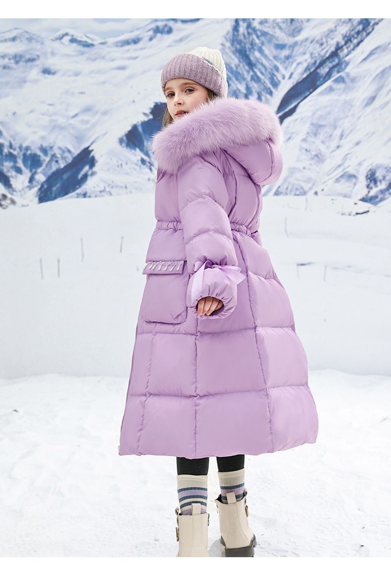 Casaco de algodão grosso para crianças, roupas para bebês e meninas, gola longa de pele, estiloso para inverno, para crianças de médio e grande porte_voghion.com