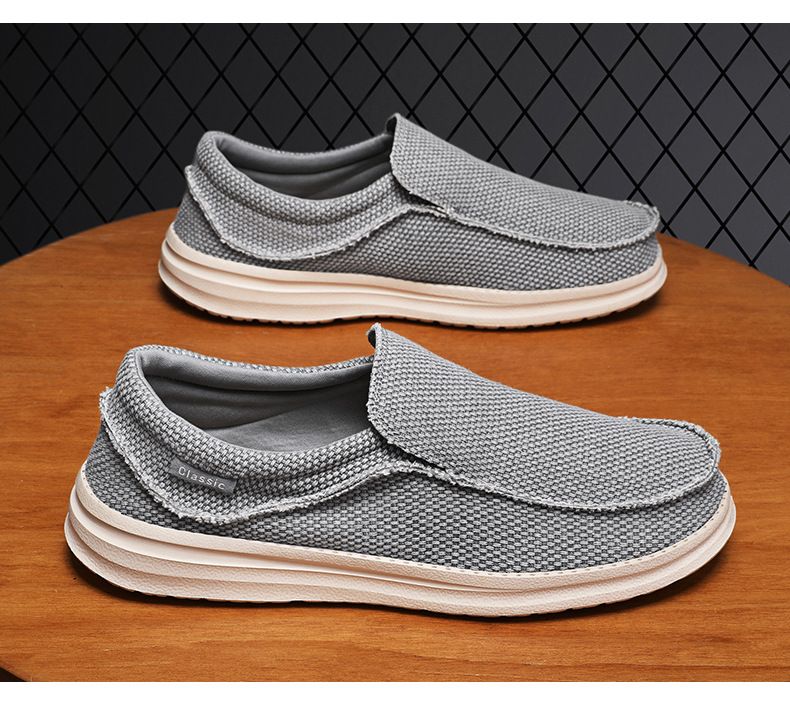 New Loafers Casual Men's Flat Canvas Shoes Ultra-Light Large Size Slip-On_voghion.com