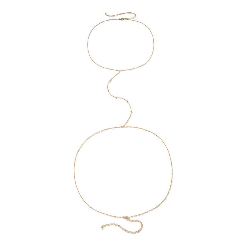 Jóias moda sexy colar uma corrente feminina simples metal redondo grânulo corrente corpo corrente cintura_voghion.com