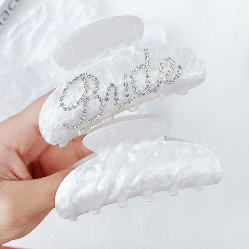 French Elegant Rhinestone Letter Acrylic Hair Clip Large High End Back Of The Head Clip Valentine's Day Hair Clip Hair Accessories_voghion.com