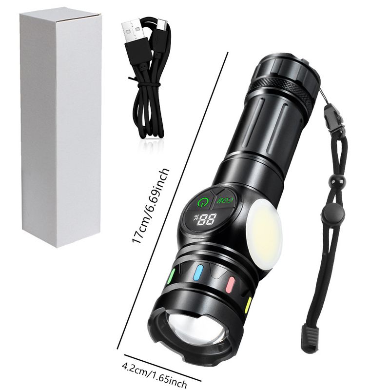 Cross-Border New White Laser Strong Flashlight Digital Display Multi-Function Side Portable Outdoor Emergency Light_voghion.com