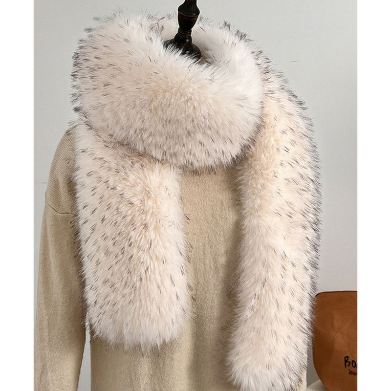 Vielseitiger langer Schal mit Fuchs-Waschbär-Motiv, warmer Pelz-Nackenwärmer für Damen im Winter_voghion.com